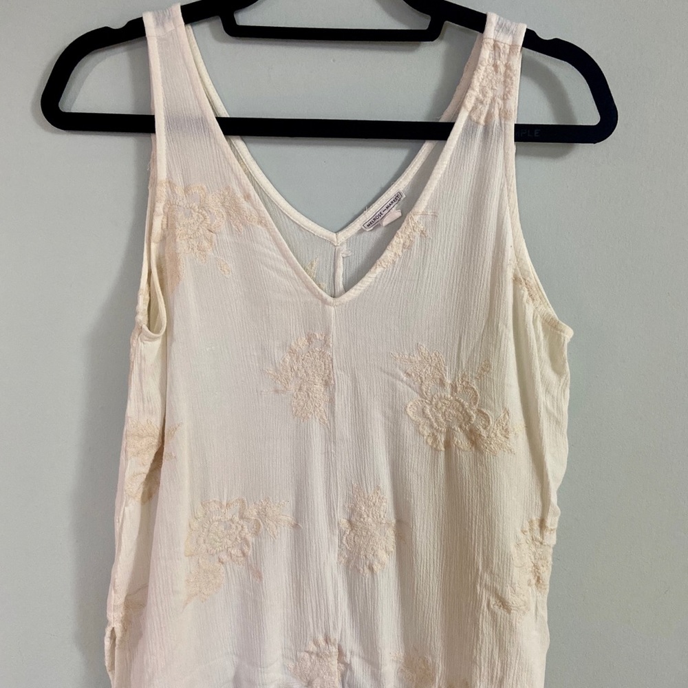 Ivory Embroidered Tank